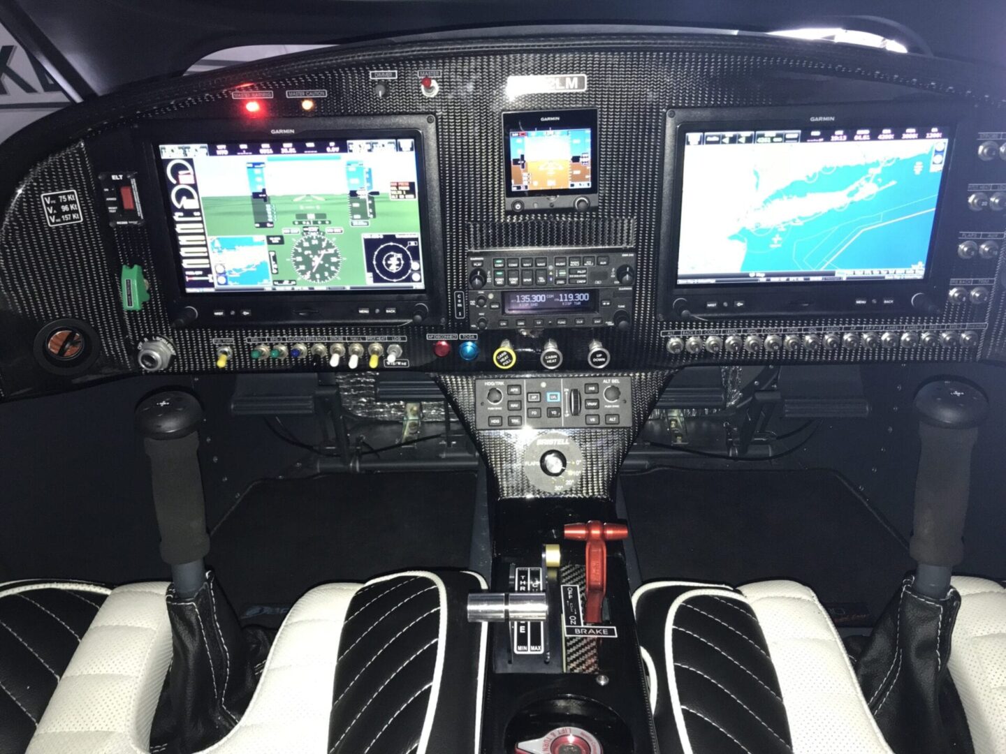 A view of the cockpit of an airplane.